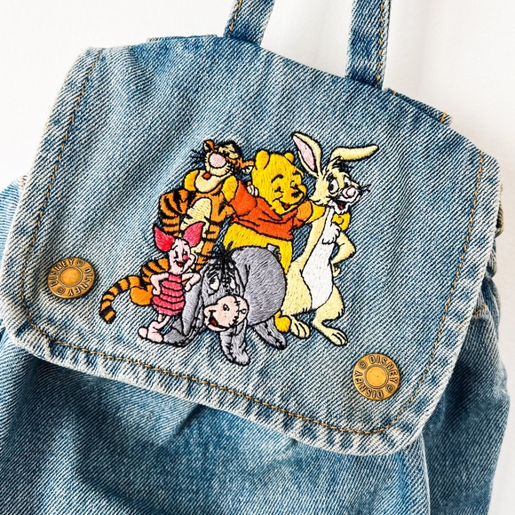 Awesome True Vintage 90's Disney Winnie the Pooh Mini Denim Backpack Bag - Picture 2 of 7